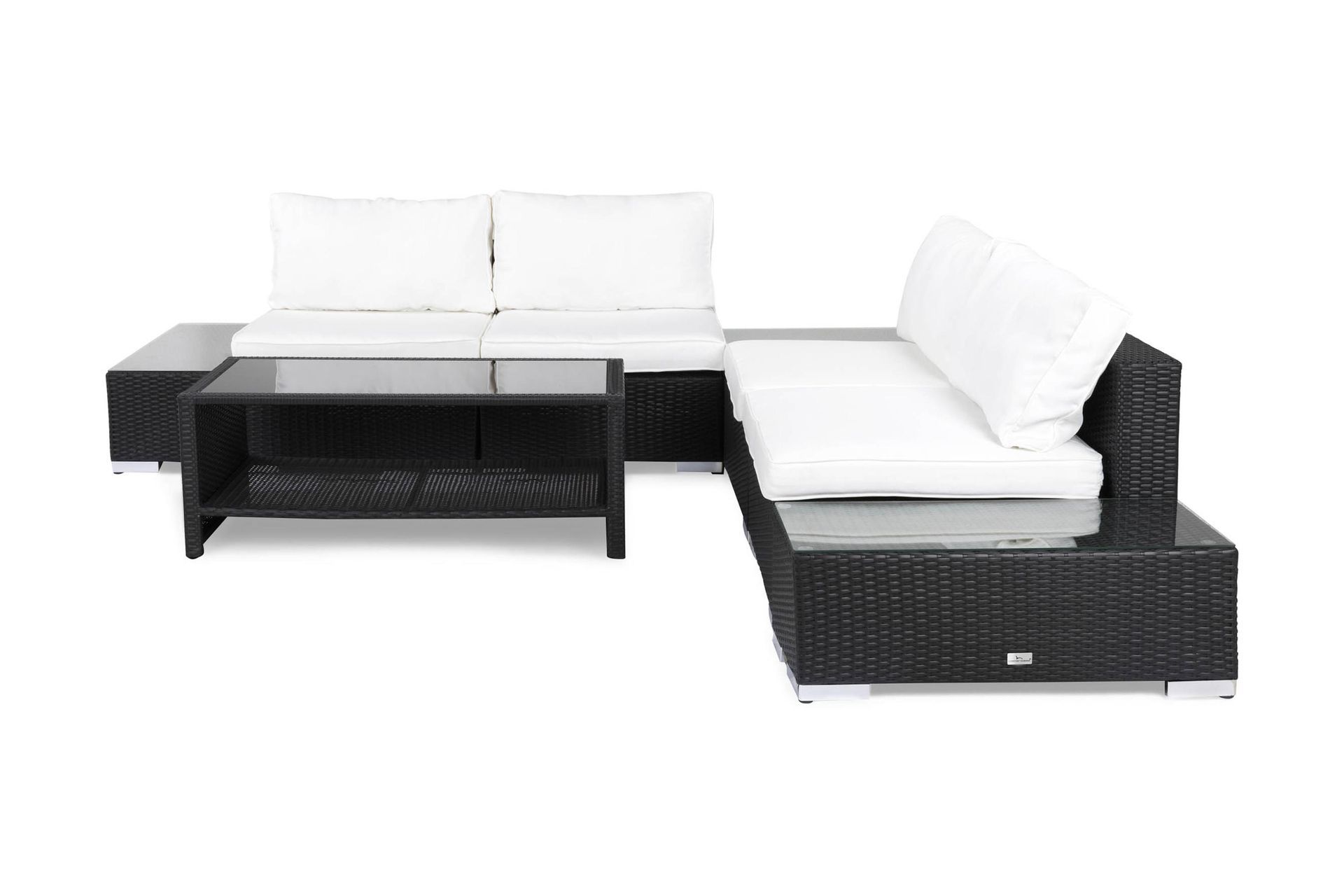 Bahamas Loungesæt 5 Pers 1 Bord m Hylde - 1 Chaiselong 2 Ender Sort - Have - Udendørs miljø - Altan & terrasse - Altanmøbler