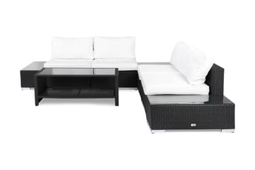 Bahamas Loungesæt 5 Pers 1 Bord m Hylde - 1 Chaiselong 2 Ender Sort - Have - Udendørs miljø - Altan & terrasse - Altanmøbler