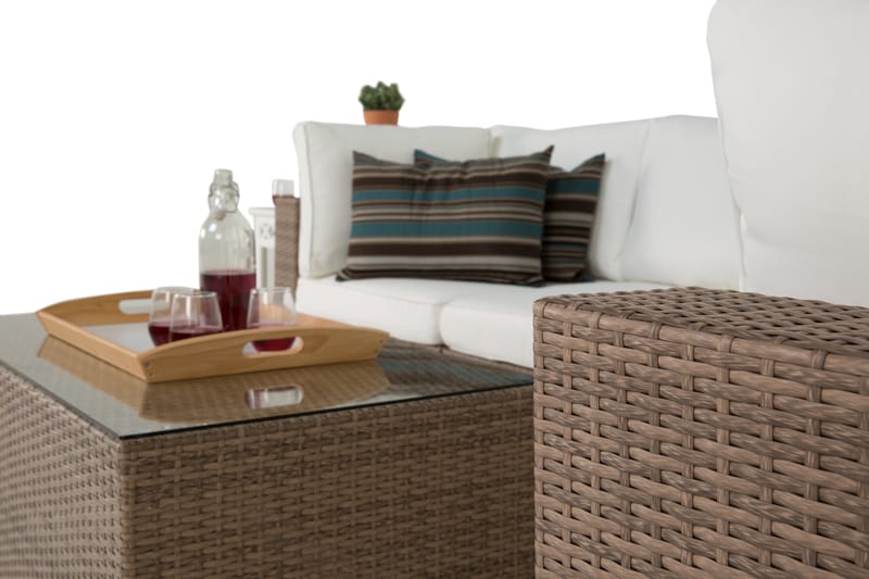 Bahamas Loungesæt 5 Personers+Bord - Sand - Altanmøbler - Sofagrupper udendørs - Loungesæt