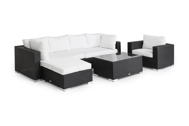 Bahamas Loungesæt 6 Personers+Bord - Sort - Altanmøbler - Sofagrupper udendørs - Loungesæt