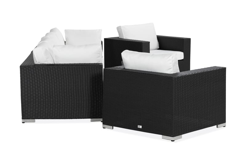 Bahamas Loungesæt 6 Personers+Bord m. Hylde - Sort - Have - Udendørs miljø - Altan & terrasse - Altanmøbler