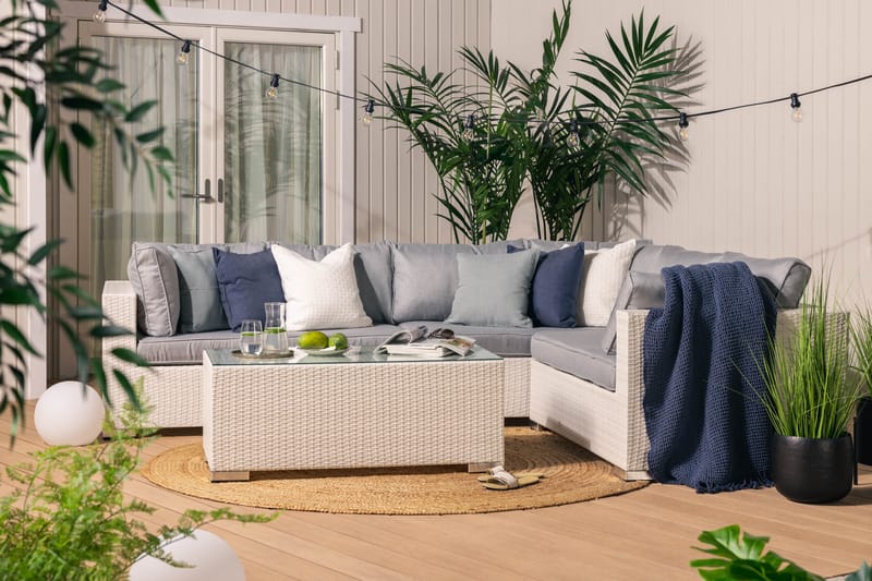 Bahamas Loungesæt 6 Personers+Bord - Hvid - Have - Udendørs miljø - Altan & terrasse - Altanmøbler