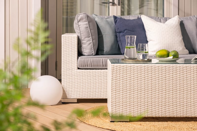 Bahamas Loungesæt 6 Personers+Bord - Hvid - Altanmøbler - Sofagrupper udendørs - Loungesæt