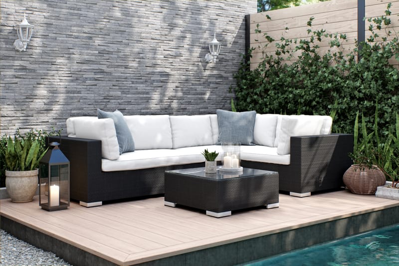 Bahamas Loungesæt 6 Personers+Puf/Bord - Sort - Have - Udendørs miljø - Altan & terrasse - Altanmøbler