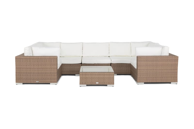 Bahamas Loungesæt 7 Personers + Puf/Bord - Sand - Sofagrupper udendørs - Loungesæt - Altanmøbler