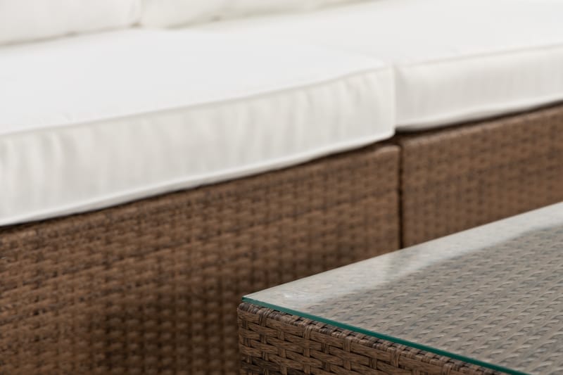 Bahamas Loungesæt 7 Personers + Puf/Bord - Sand - Altanmøbler - Sofagrupper udendørs - Loungesæt