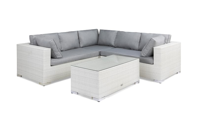Bahamas Loungesæt - Hvid Polyrattan - Have - Udendørs miljø - Altan & terrasse - Altanmøbler