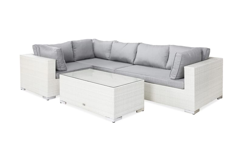 Bahamas Loungesæt - Hvid Polyrattan - Have - Udendørs miljø - Altan & terrasse - Altanmøbler