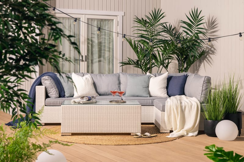 Bahamas Loungesæt - Hvid Polyrattan - Altanmøbler - Sofagrupper udendørs - Loungesæt