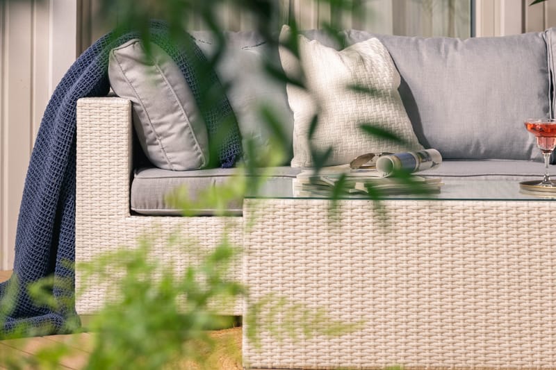Bahamas Loungesæt - Hvid Polyrattan - Have - Udendørs miljø - Altan & terrasse - Altanmøbler