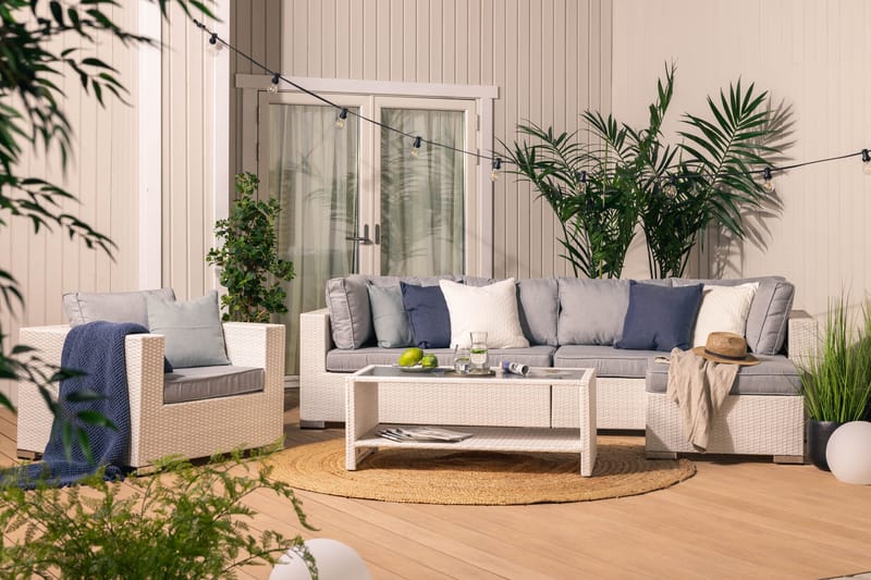 Bahamas Loungesæt - Polyrattan Hvid - Altanmøbler - Sofagrupper udendørs - Loungesæt