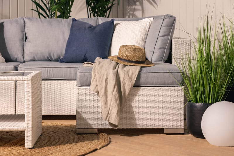 Bahamas Loungesæt - Polyrattan Hvid - Have - Udendørs miljø - Altan & terrasse - Altanmøbler