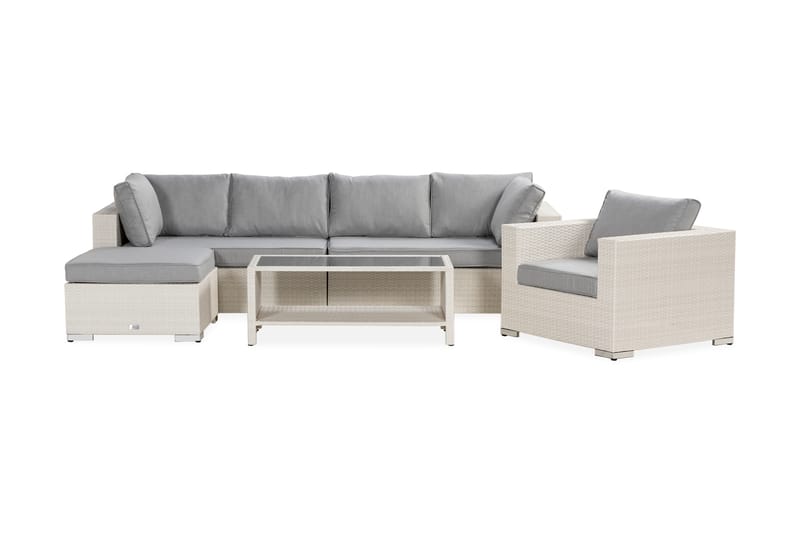 Bahamas Loungesæt - Polyrattan Hvid - Have - Udendørs miljø - Altan & terrasse - Altanmøbler