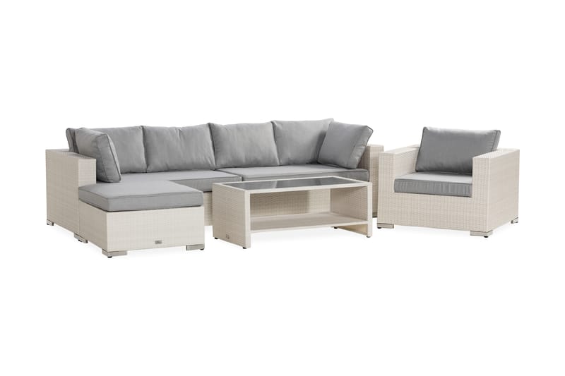 Bahamas Loungesæt - Polyrattan Hvid - Have - Udendørs miljø - Altan & terrasse - Altanmøbler