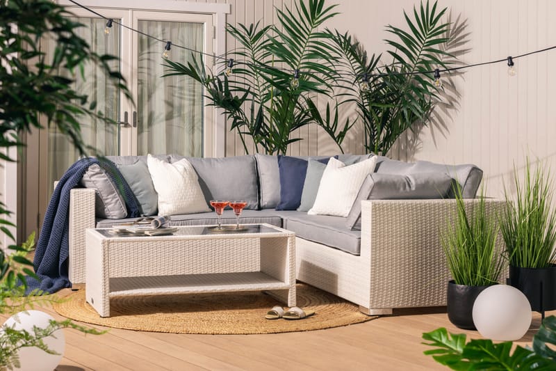Bahamas Loungesæt - Polyrattan Hvid - Have - Udendørs miljø - Altan & terrasse - Altanmøbler