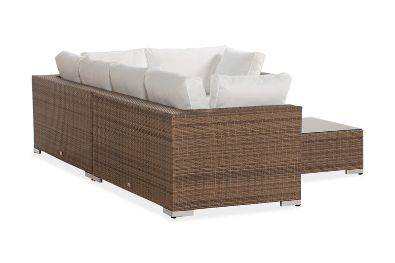 Bahamas Loungessæt 6 Personers+Bord m. Hylde - Sand - Altanmøbler - Sofagrupper udendørs - Loungesæt