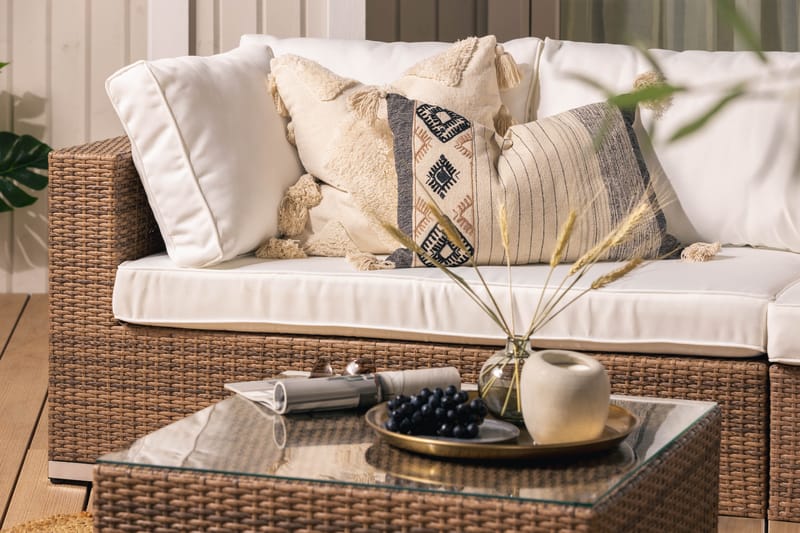 Bahamas Loungessæt 6 Personers+Bord m. Hylde - Sand - Have - Udendørs miljø - Altan & terrasse - Altanmøbler