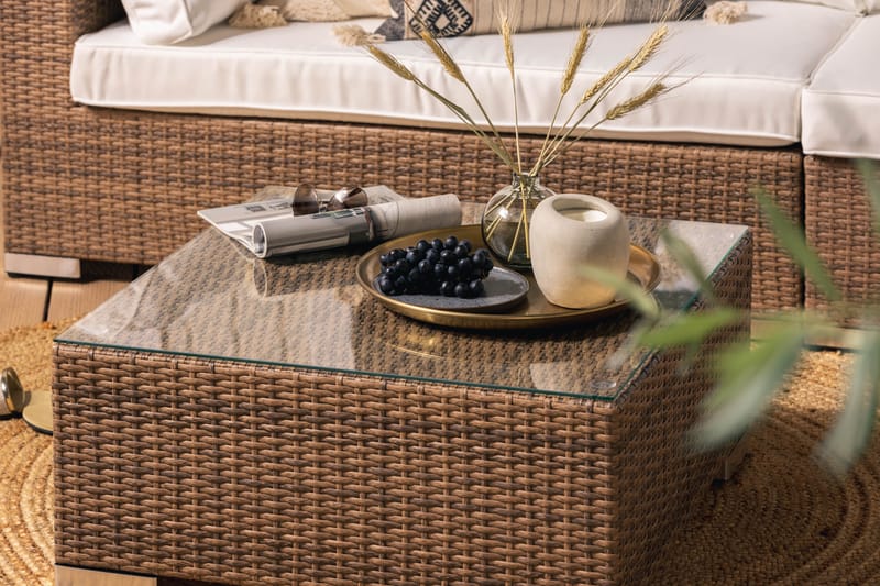 Bahamas Loungessæt 6 Personers+Bord m. Hylde - Sand - Have - Udendørs miljø - Altan & terrasse - Altanmøbler