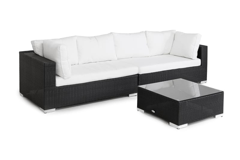 Bahamas Polyrattan 5 Personers+Puf/Bord - Sort - Have - Udendørs miljø - Altan & terrasse - Altanmøbler