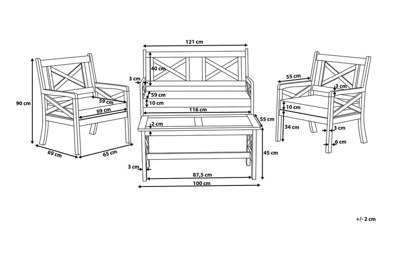 Baltic Loungegruppe 100 cm - Hvid - Havemøbler - Loungemøbler - Loungesæt