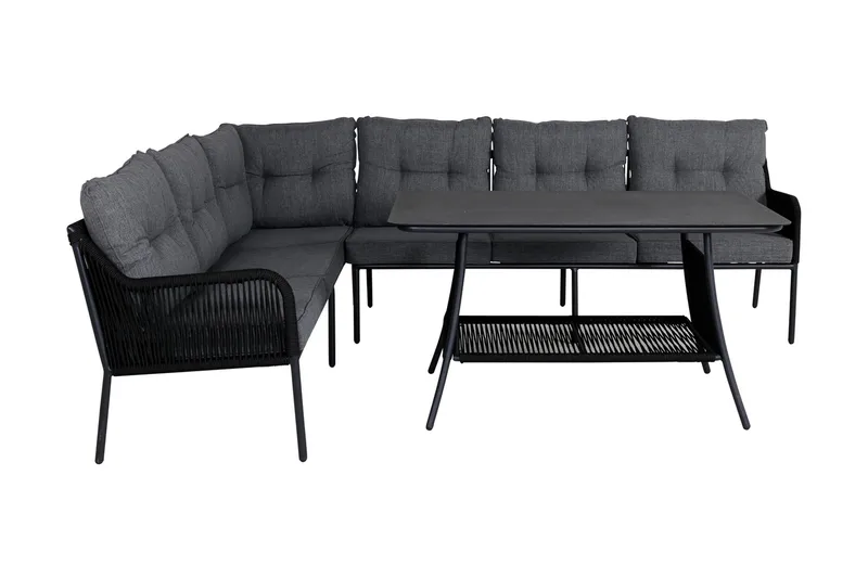 Berlin hjørneloungegruppe til udendørs brug sort/grå, Venture Home