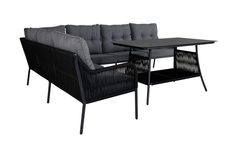 Berlin hjørneloungegruppe til udendørs brug sort/grå - Venture Home - Havemøbler - Loungemøbler - Loungesæt