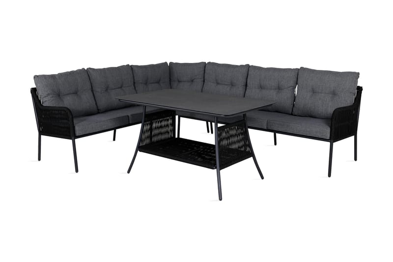 Berlin hjørneloungegruppe til udendørs brug sort/grå - Venture Home - Havemøbler - Loungemøbler - Loungesæt
