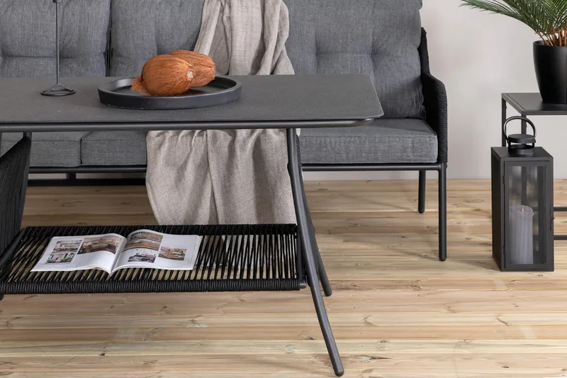 Berlin hjørneloungegruppe til udendørs brug sort/grå - Venture Home - Havemøbler - Loungemøbler - Loungesæt