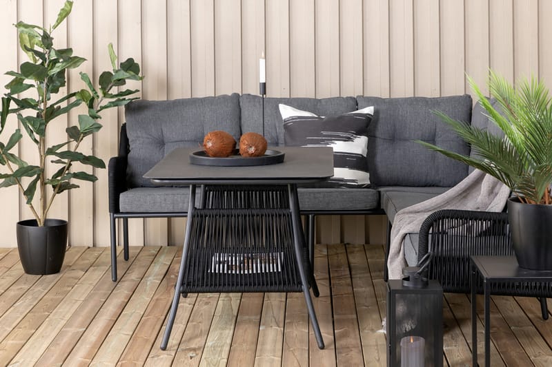 Berlin Hjørneloungesæt Sort/Grå - Venture Home - Altanmøbler - Sofagrupper udendørs - Loungesæt