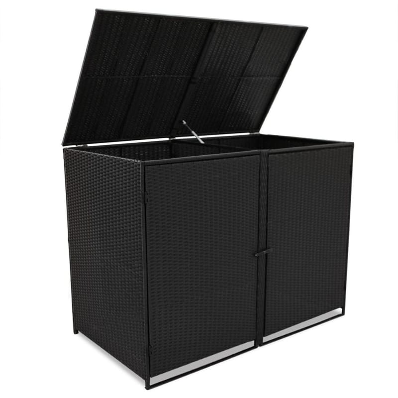 Dobbelt Skraldespandsskjuler Polyrattan Sort 148 X 80 X 111 - Sort - Havemøbler - Loungemøbler - Loungesæt