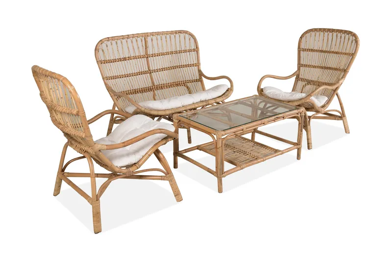 Ella loungegruppe med hynder - Træ/natur - Havemøbler - Loungemøbler - Loungesæt