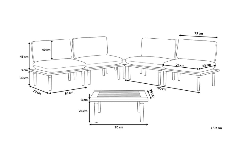 Frascati Loungegruppe 80 cm - Grå - Altanmøbler - Sofagrupper udendørs - Loungesæt