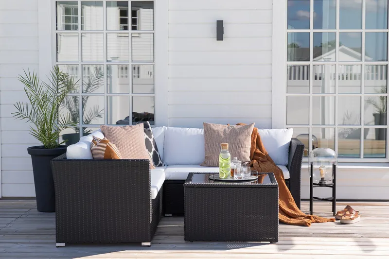 Haiti loungegruppe til udendørs brug med hynder - Sort - Havemøbler - Loungemøbler - Loungesæt