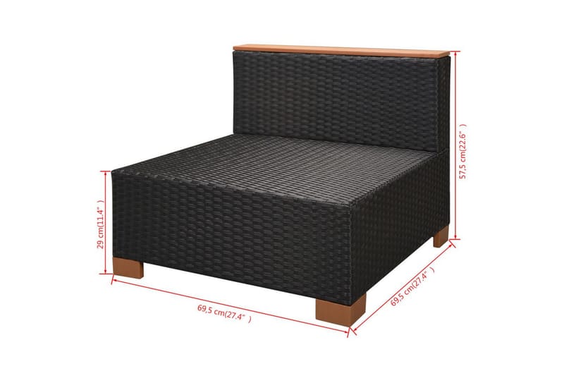 Haveloungesæt 10 Dele Med Hynder Polyrattan Sort - Sort - Havemøbler - Loungemøbler - Loungesæt