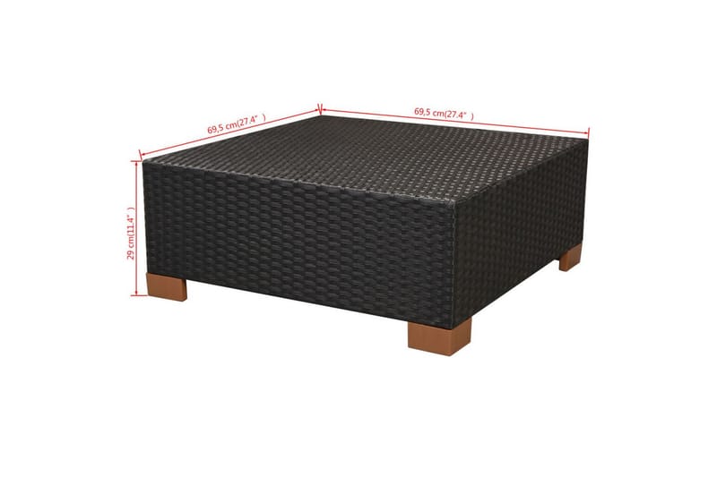 Haveloungesæt 10 Dele Med Hynder Polyrattan Sort - Sort - Havemøbler - Loungemøbler - Loungesæt
