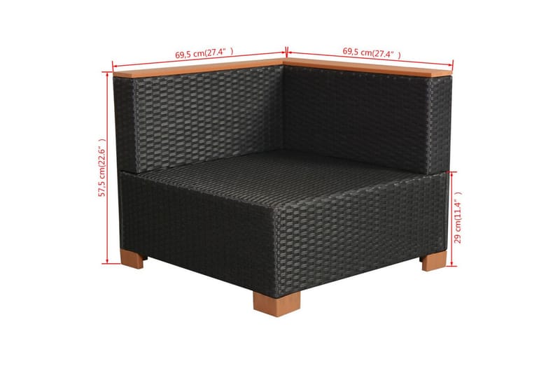 Haveloungesæt 10 Dele Med Hynder Polyrattan Sort - Sort - Havemøbler - Loungemøbler - Loungesæt