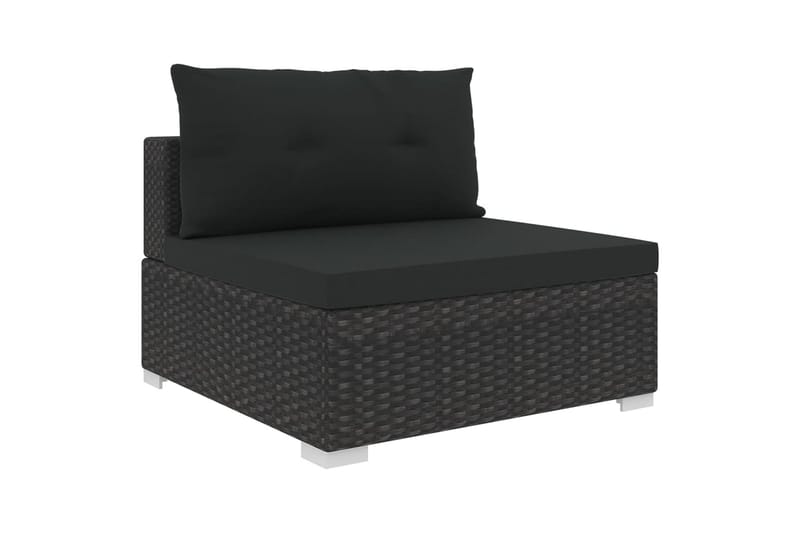 Haveloungesæt 10 Dele Med Hynder Polyrattan Sort - Havemøbler - Loungemøbler - Loungesæt