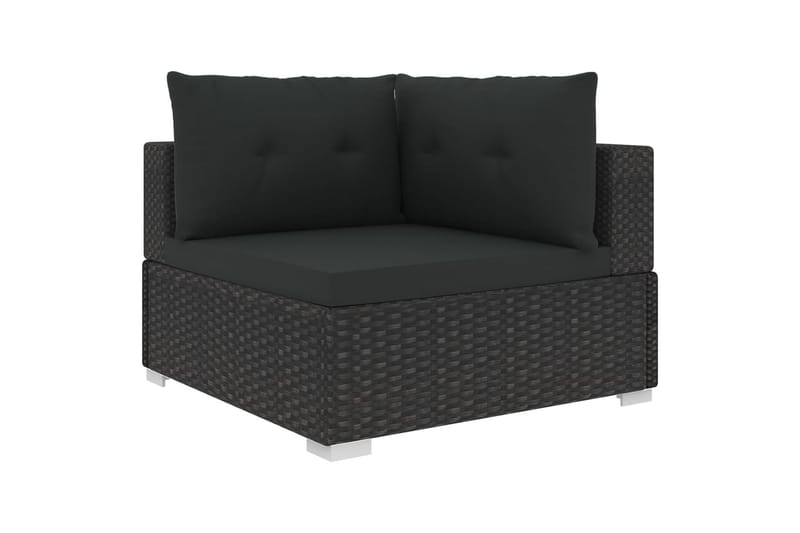 Haveloungesæt 10 Dele Med Hynder Polyrattan Sort - Havemøbler - Loungemøbler - Loungesæt