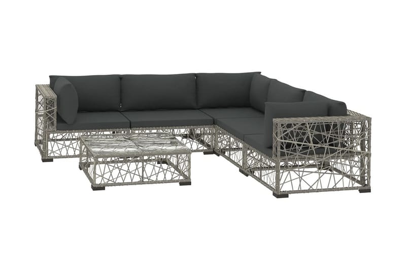 Haveloungesæt 10 Dele Med Hynder Polyrattan Grå - Havemøbler - Loungemøbler - Loungesæt