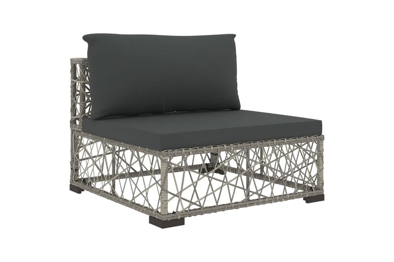 Haveloungesæt 10 Dele Med Hynder Polyrattan Grå - Havemøbler - Loungemøbler - Loungesæt