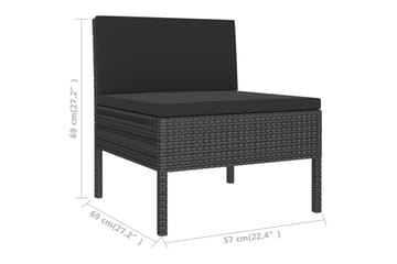 haveloungesæt 10 dele med hynder polyrattan sort - Sort - Havemøbler - Loungemøbler - Loungesæt