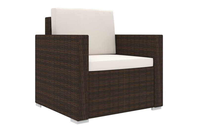 Haveloungesæt 11 dele med hynder polyrattan brun - Brun - Havemøbler - Loungemøbler - Loungesæt