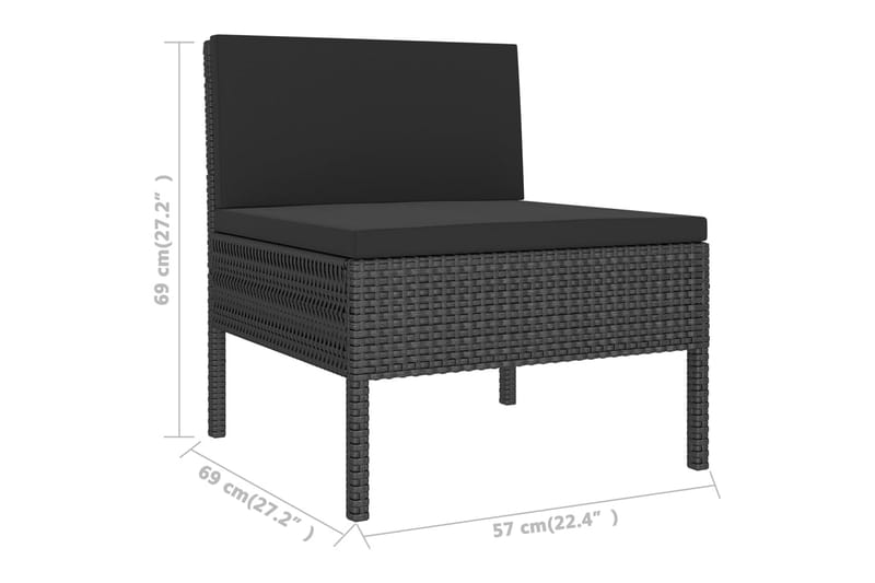 haveloungesæt 11 dele med hynder polyrattan sort - Sort - Altanmøbler - Sofagrupper udendørs - Loungesæt