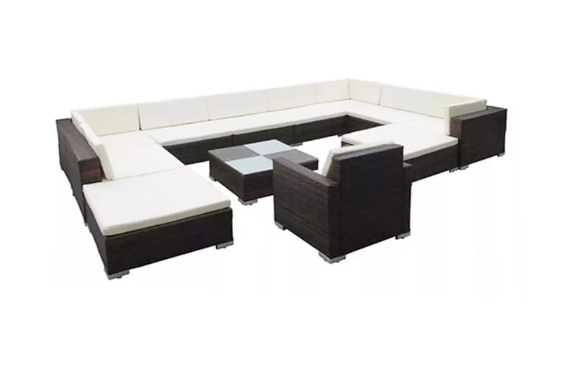 Haveloungesæt 12 Dele Med Hynder Polyrattan Sort - Sort - Havemøbler - Loungemøbler - Loungesæt