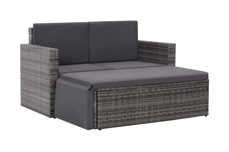 Haveloungesæt 2 Dele Med Hynder Polyrattan Grå - Grå - Havemøbler - Loungemøbler - Loungesæt