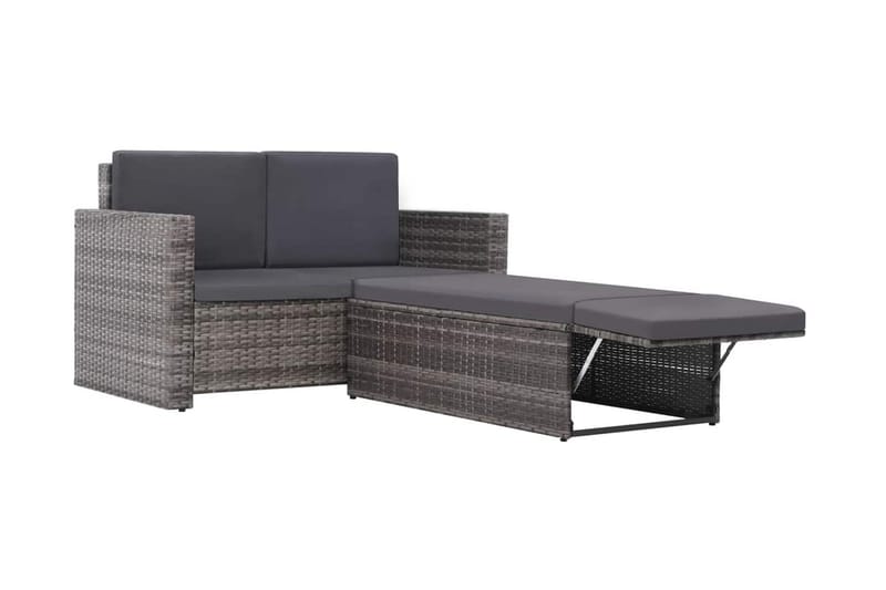Haveloungesæt 2 Dele Med Hynder Polyrattan Grå - Grå - Havemøbler - Loungemøbler - Loungesæt