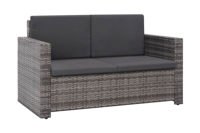 Haveloungesæt 2 Dele Med Hynder Polyrattan Grå - Grå - Havemøbler - Loungemøbler - Loungesæt