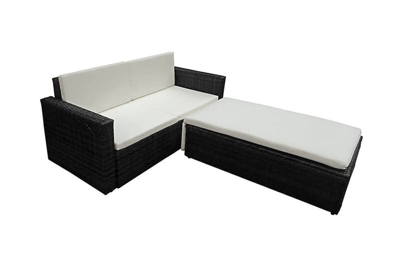 Haveloungesæt 2 Dele Med Hynder Polyrattan Sort - Sort - Havemøbler - Loungemøbler - Loungesæt