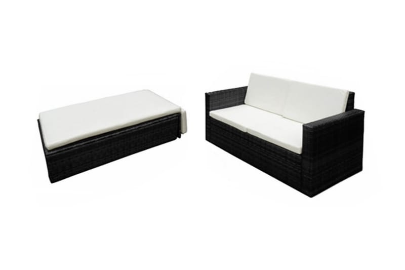Haveloungesæt 2 Dele Med Hynder Polyrattan Sort - Sort - Havemøbler - Loungemøbler - Loungesæt