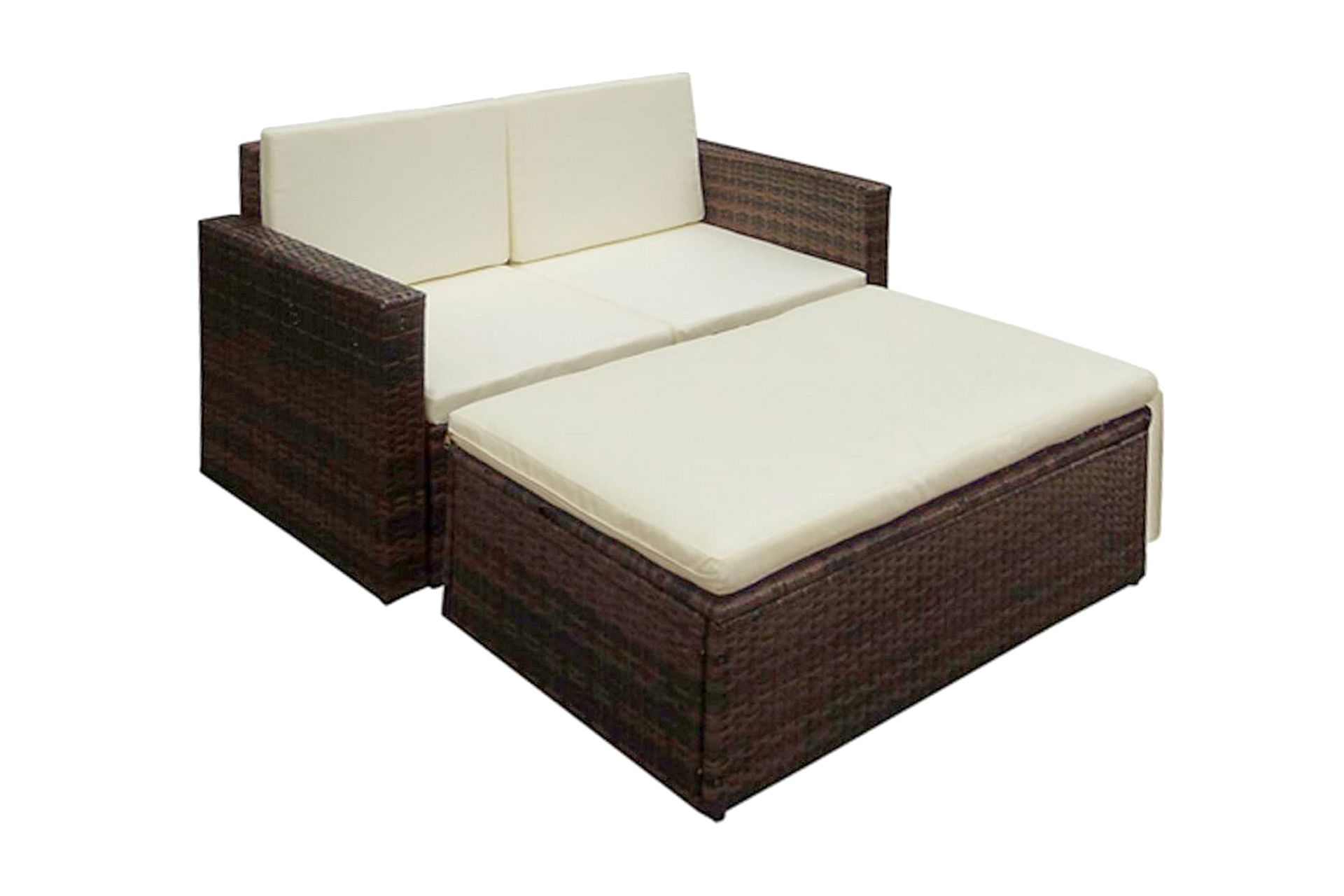 Haveloungesæt 2 Dele Med Hynder Polyrattan Brun - Brun - Havemøbler - Loungemøbler - Loungesæt